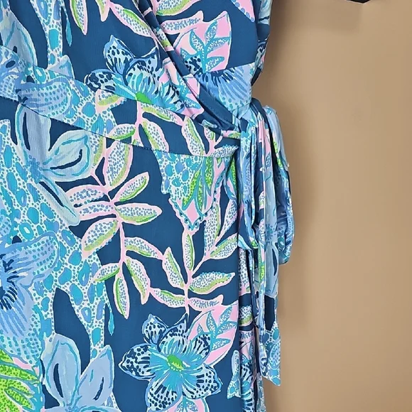 Lilly Pulitzer Kessler Wrap Dress In Macaw Blue - Picture 3 of 6